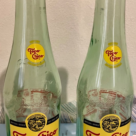 Topo Chico Bottles Set of 2, green glass , mini bottles, empty - Picture 3 of 4